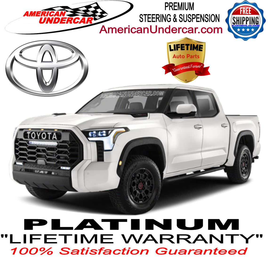 Lifetime Control Arm Steering Kit for 2007-2022 Toyota Tundra, Sequoia 4x4, 2WD