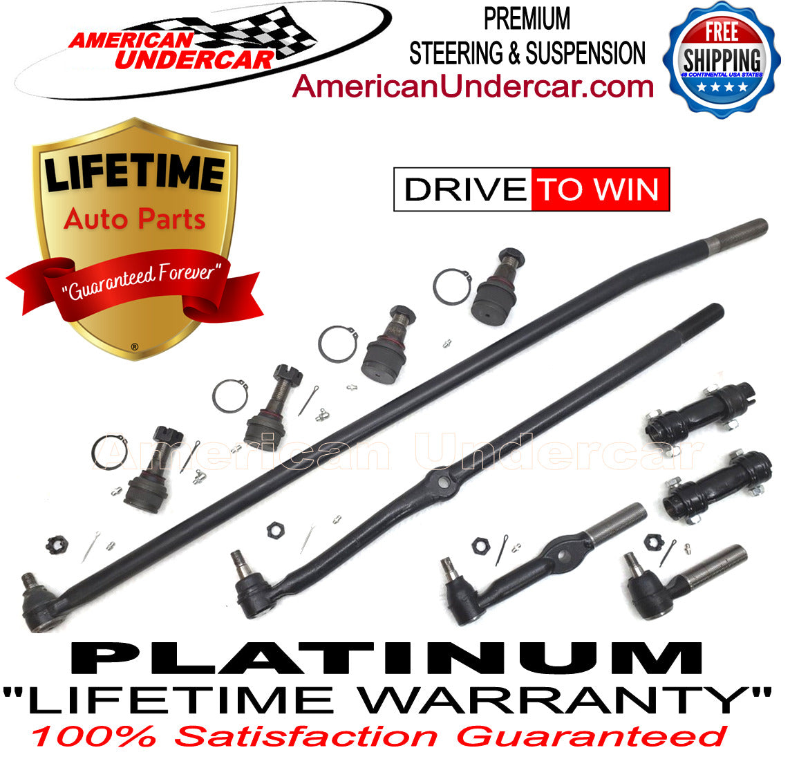 Lifetime Ball Joint Tie Rod Drag Link Steering Kit Dodge Ram 1500 4x4 94 - 97