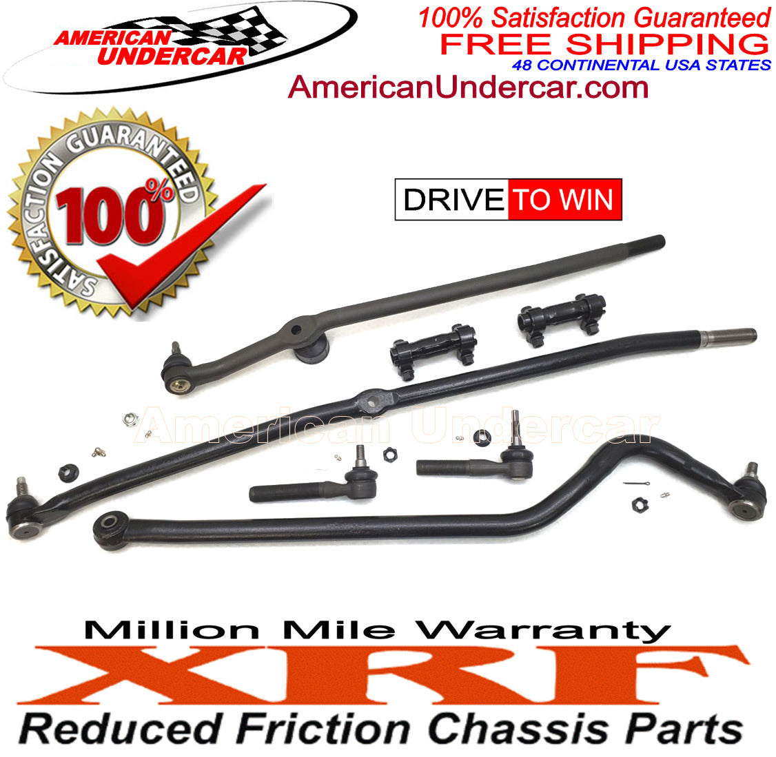 XRF Drag Link Tie Rod Track Bar Steering Kit for 2000-2002 Dodge Ram 2500, 3500 4x4