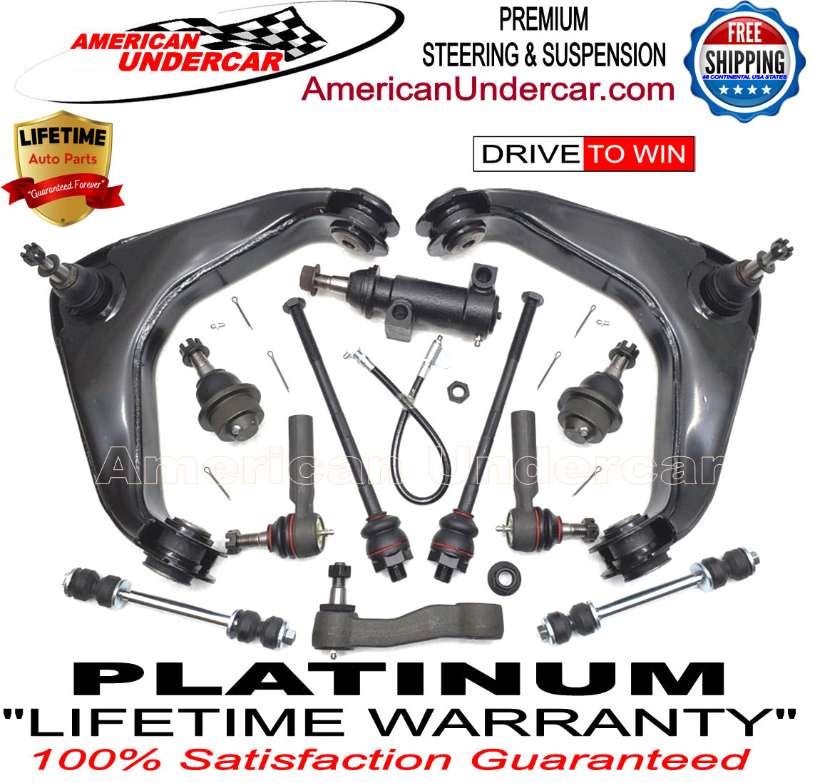 Lifetime Ball Joint Control Arm Tie Rod Idler Kit for 2001-2010 Chevrolet, GMC, 1500HD, 2500HD, 3500HD, 2WD, 4x4