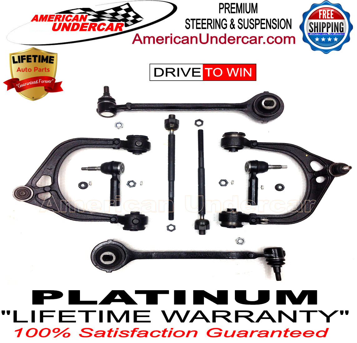 Lifetime Upper & Lower Control Arm Tie Rod Kit Dodge Chrysler 300 2005 - 2010