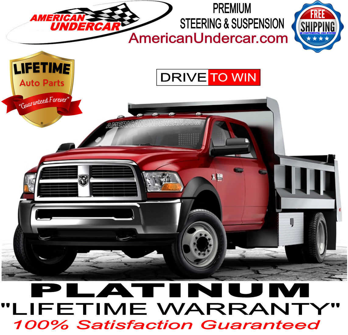 Lifetime Drag Link Tie Rod Steering Kit for 2011-2019 Ford F450, F550 Super Duty