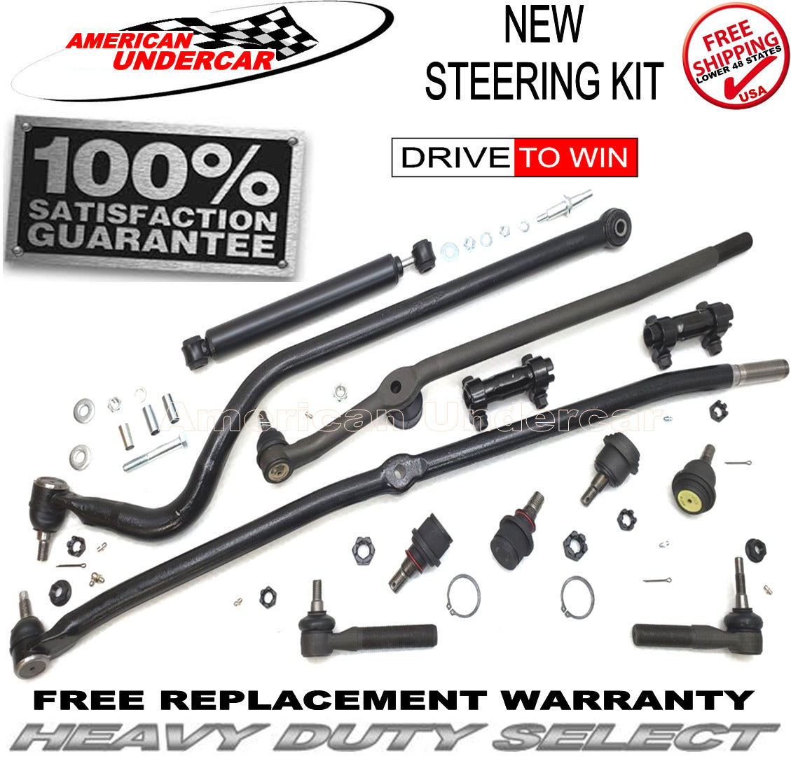 HD Ball Joint Tie Rod Track Bar Damper Sleeve Kit for 2000-2002 Dodge Ram 2500, 3500 4x4