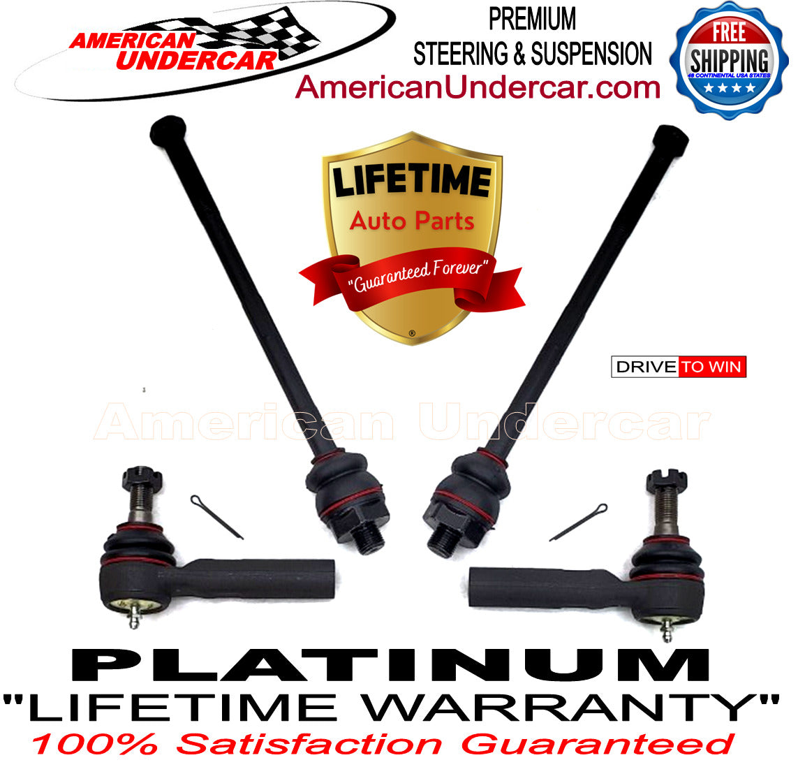 Lifetime Inner and Outer Tie Rod End Steering Kit for 1999-2007 Chevrolet, GMC, Cadillac 2WD, 4x4