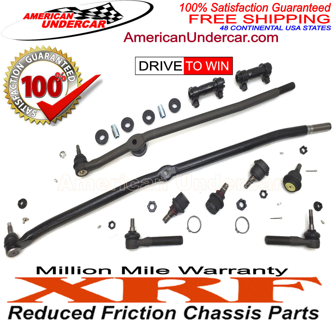XRF Ball Joint Drag Link Tie Rod Track Bushing Kit for 2000-2002 Dodge Ram 2500, 3500 4x4
