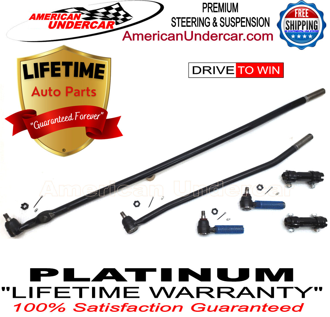 Lifetime Tie Rod Drag Link Sleeve Steering Kit for 1988-1997 Ford F350 4x4