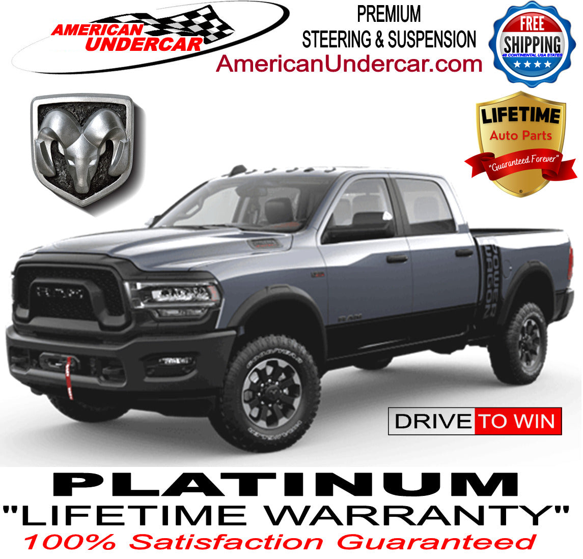 Lifetime Adjustable Track Bar Kit 1994-2002 Dodge Ram 1500 2500 3500 4x4 & 2WD