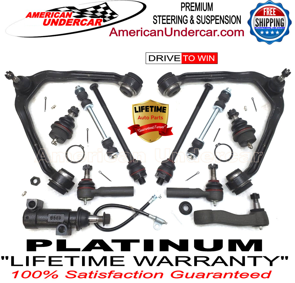 Lifetime Ball Joint Control Arm Tie Rod Steering Kit for 1999-2007 Chevrolet, GMC, Cadillac 2WD, 4x4