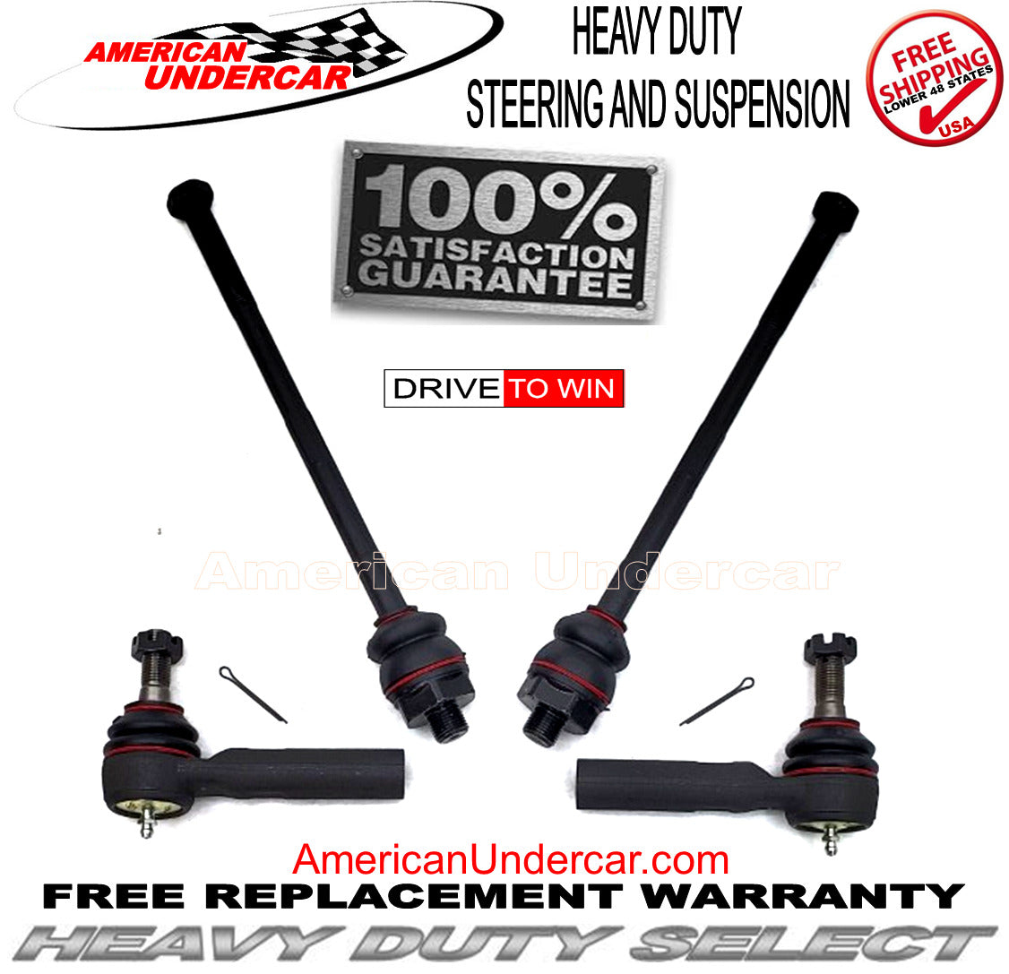 HD Inner and Outer Tie Rod Ends Steering Kit for 2001-2010 Chevrolet, GMC, Hummer 2WD, 4x4