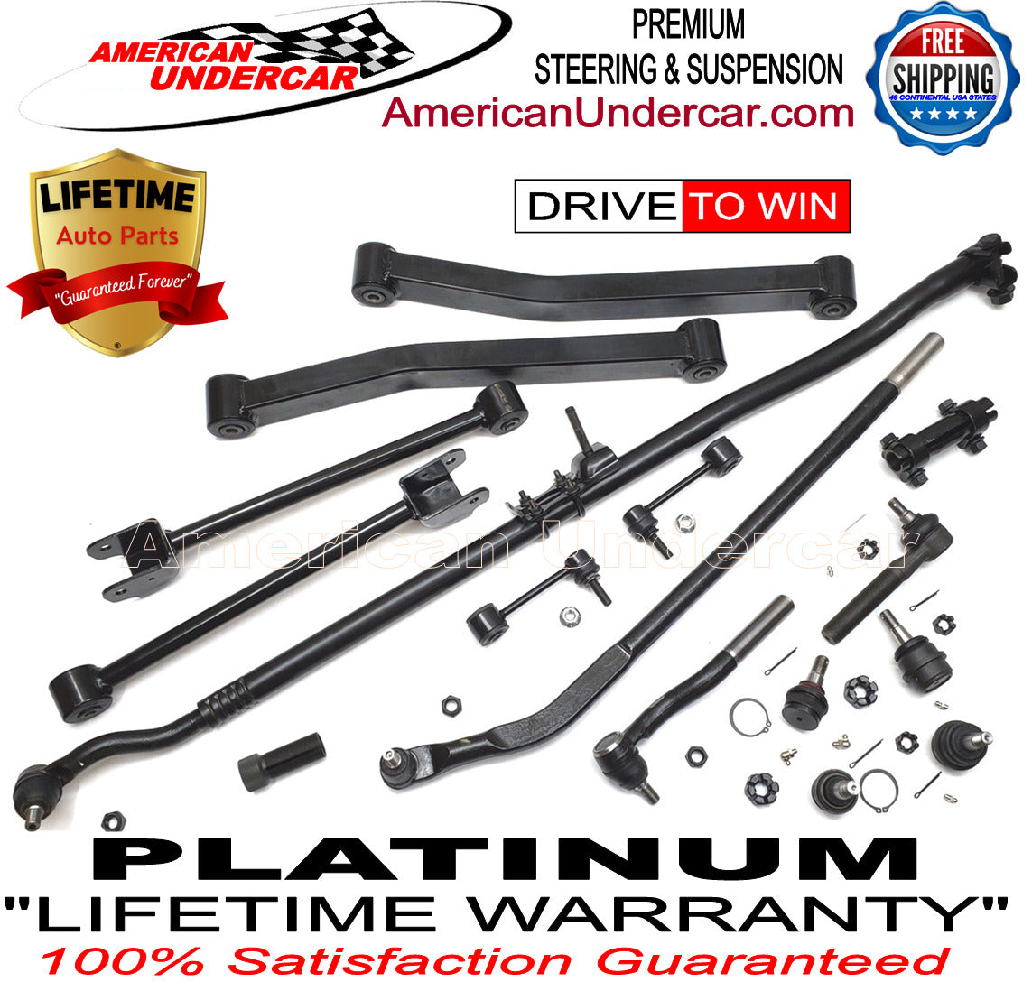 Lifetime Ball Joint Control Arm Drag Link Tie Rod Kit for 2007-2017 Jeep Wrangler