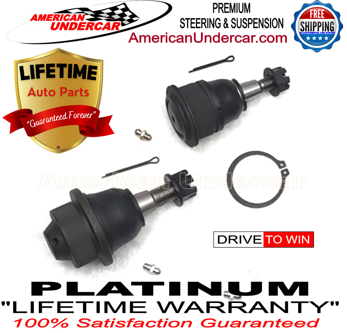 Lifetime Upper & Lower Ball Joint Suspension Kit for 2001-2010 Chevrolet, GMC, 1500HD, 2500HD, 3500HD 2WD, 4x4