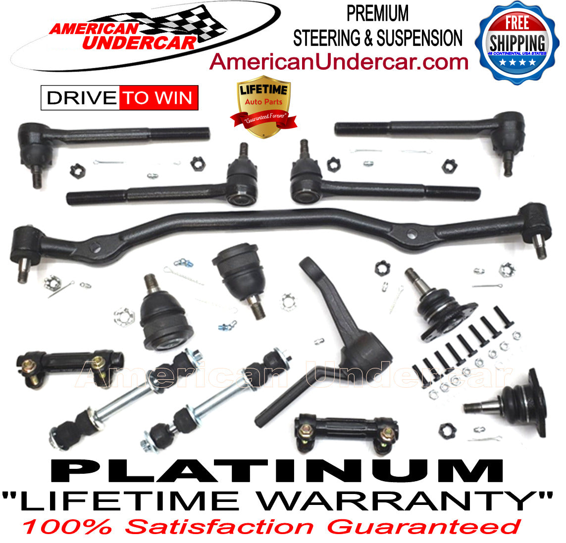 Lifetime Ball Joint Tie Rod I Arm Center Link Kit for 1968-1970 Buick, Chevrolet, GMC, Oldsmobile, Pontiac