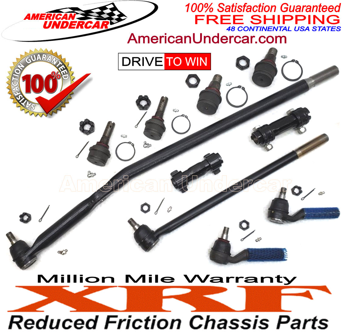XRF Ball Joint Tie Rod Drag Link Sleeve Steering Kit for 1995-1996 Ford F250 4x4, Twin I-Beam, 4600lb Axle