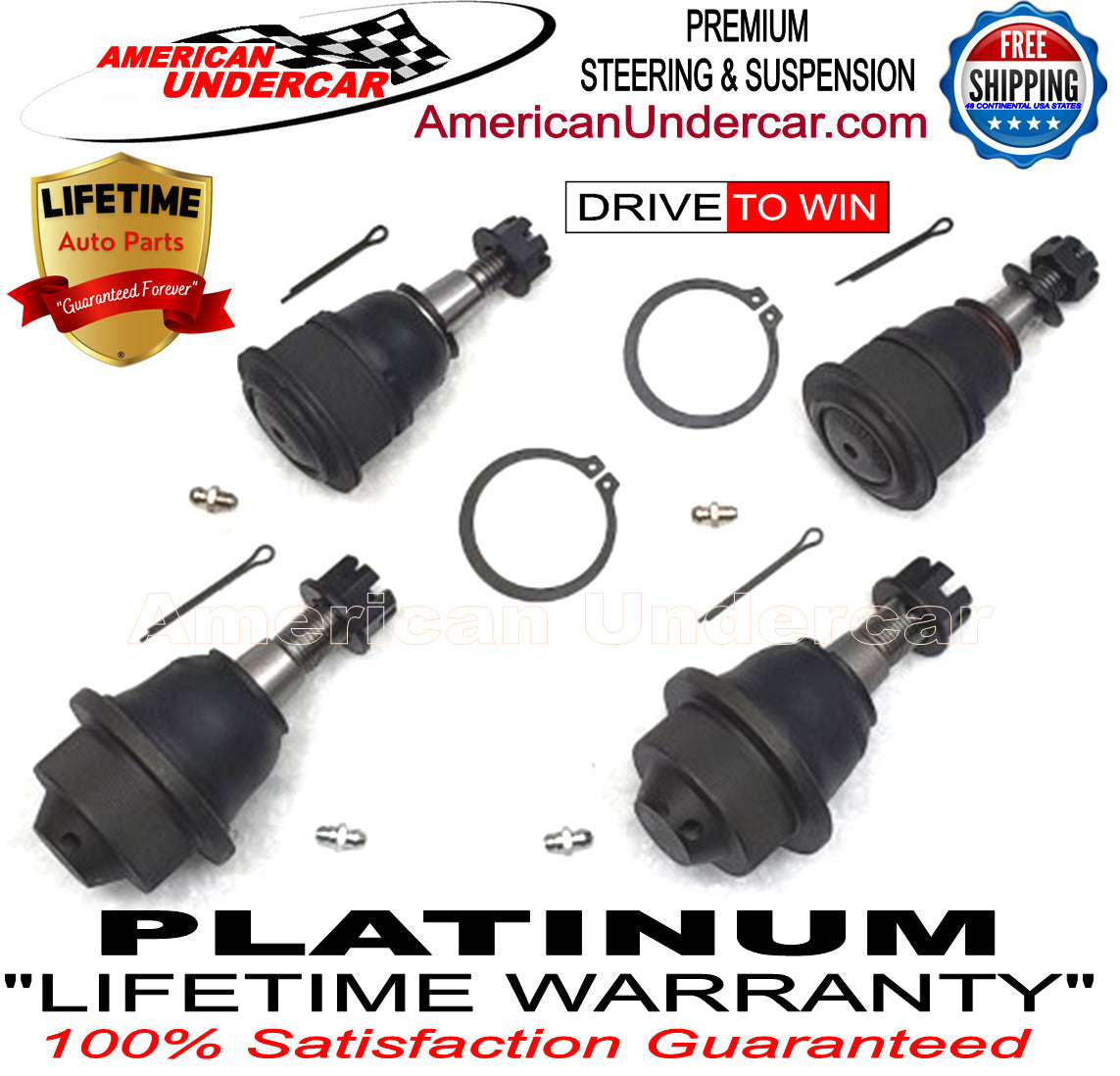 Lifetime Ball Joints Upper & Lower Suspension Kit for 2001-2010 Chevrolet, GMC 1500HD, 2500HD, 3500HD, 2WD, 4x4