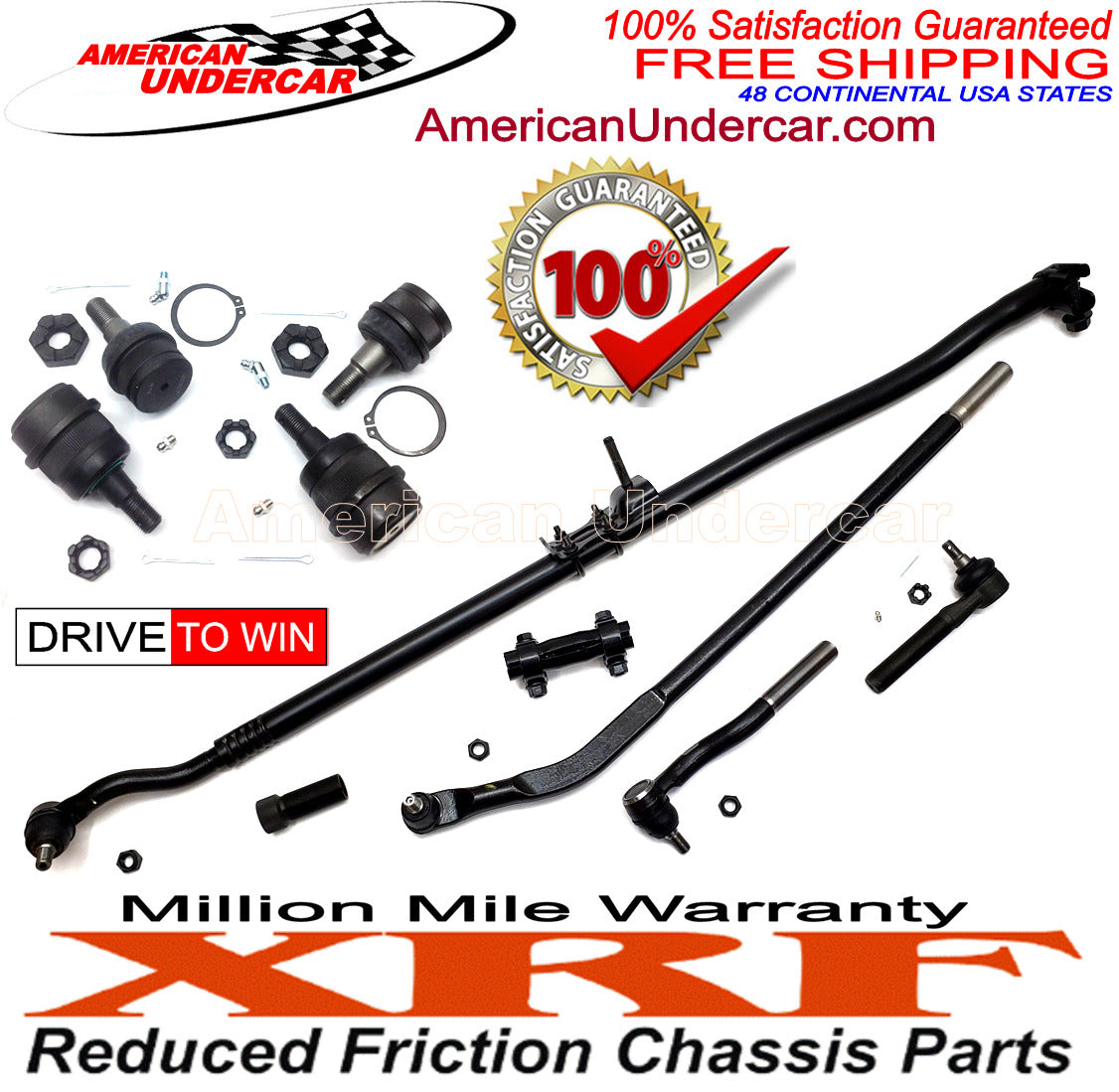 XRF Ball Joint Drag Link Tie Rod Steering Kit for 2007-2017 Jeep Wrangler