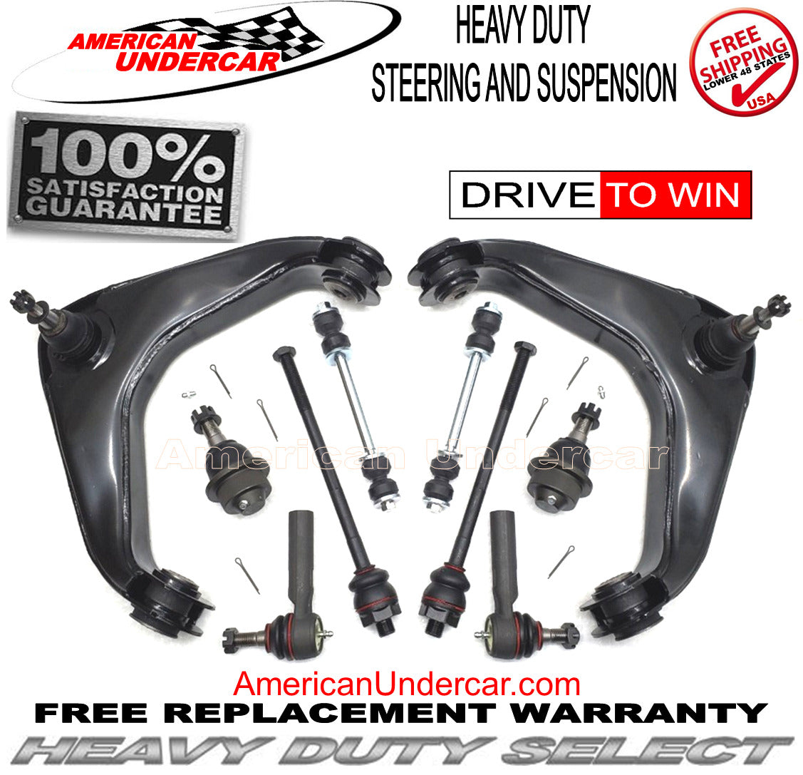 HD Ball Joints Control Arm Tie Rods Steering Kit for 2001-2010 Chevrolet, GMC, Hummer 2WD, 4x4