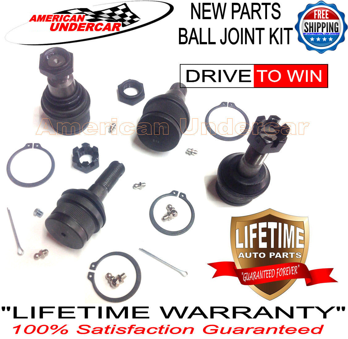 Lifetime Ball Joint Upper & Lower Kit for 1999-2019 Ford F250, F350, F450, F550 Super Duty 4x4, 2WD
