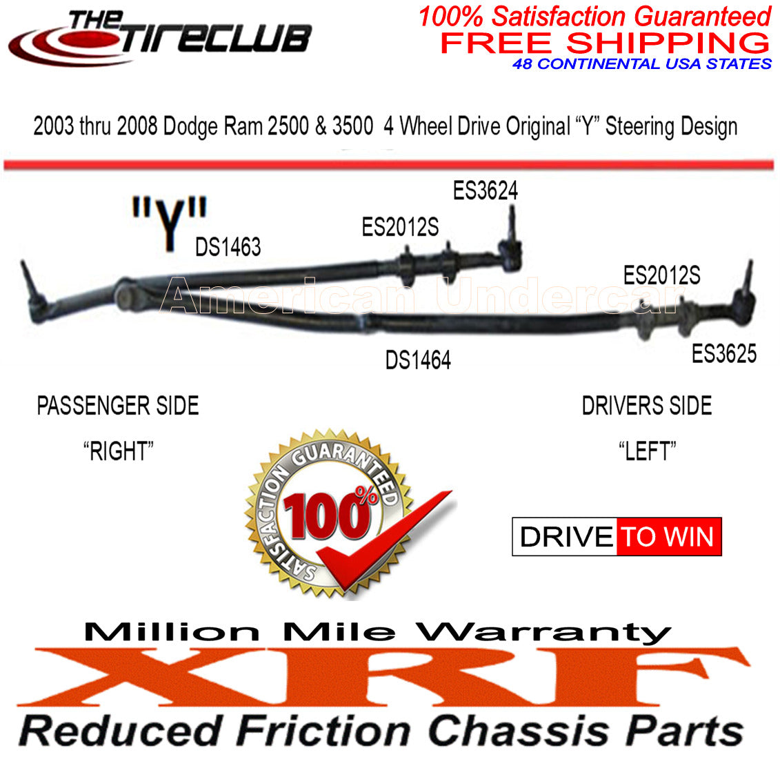 XRF Ball Joint Tie Rod Sleeve Steering Kit for 2003-2008 Dodge Ram 2500, 3500 4x4