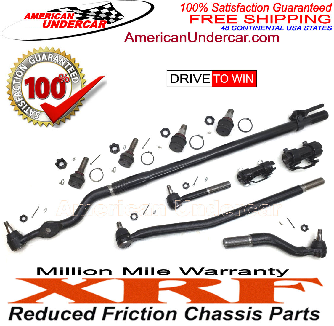 XRF Tie Rod Drag Link Ball Joint Steering Kit for 1999-2004 Ford F450, F550 Super Duty