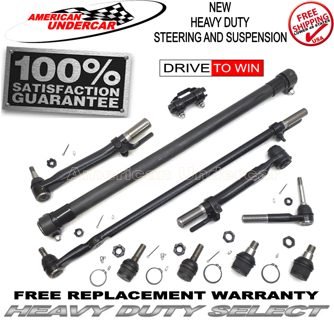 HD Drag Link Tie Rod Ball Joint Sleeves Steering Kit for 2008-2010 Ford F250, F350 4x4