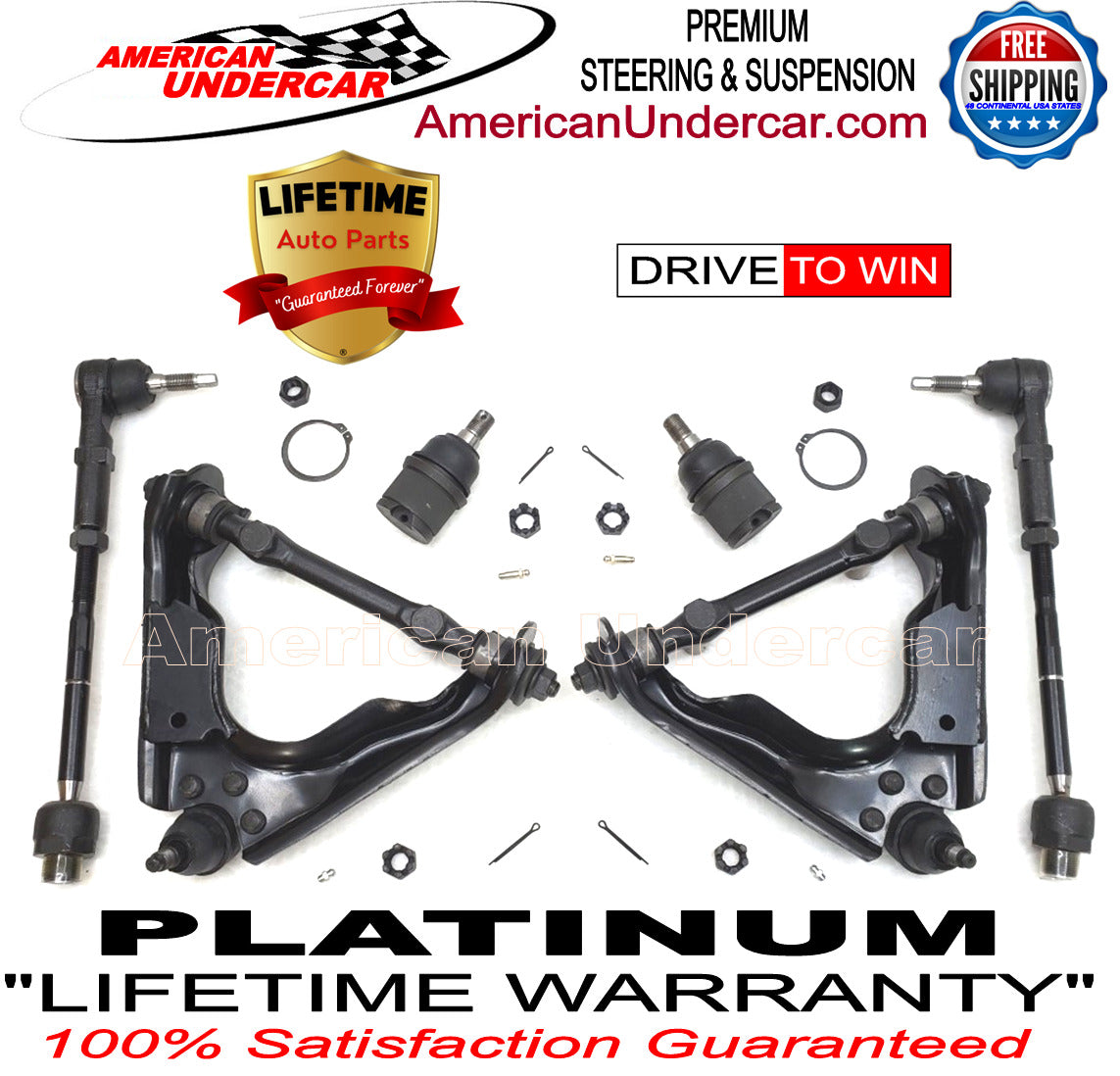Lifetime Control Arm Ball Joint Tie Rod End Kit for 2000-2004 Dodge Durango, Dakota 4x4