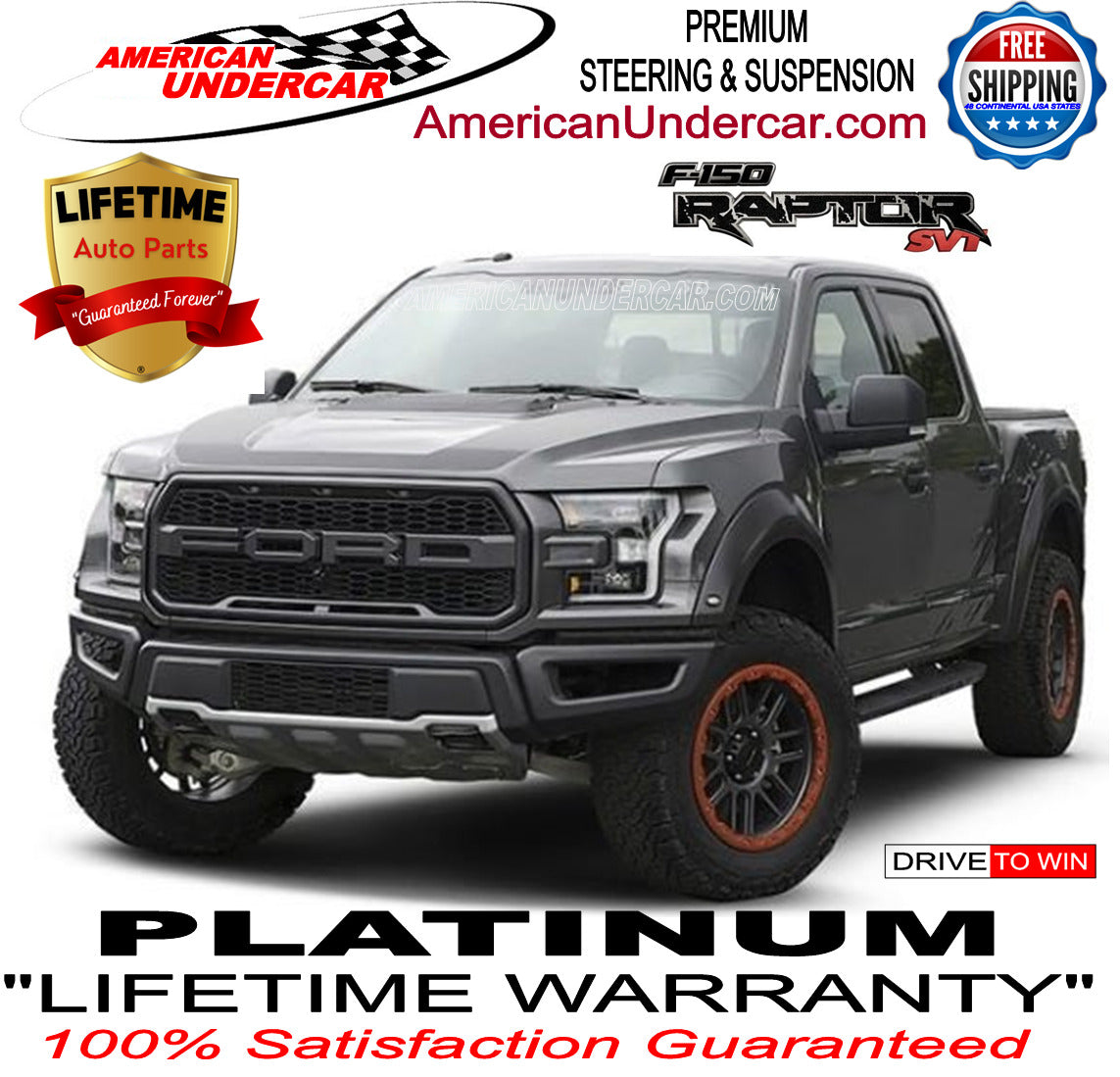 Lifetime Control Arm Ball Joint Bushing Kit for 2010-2014 Ford F150 SVT Raptor 6.2L V8