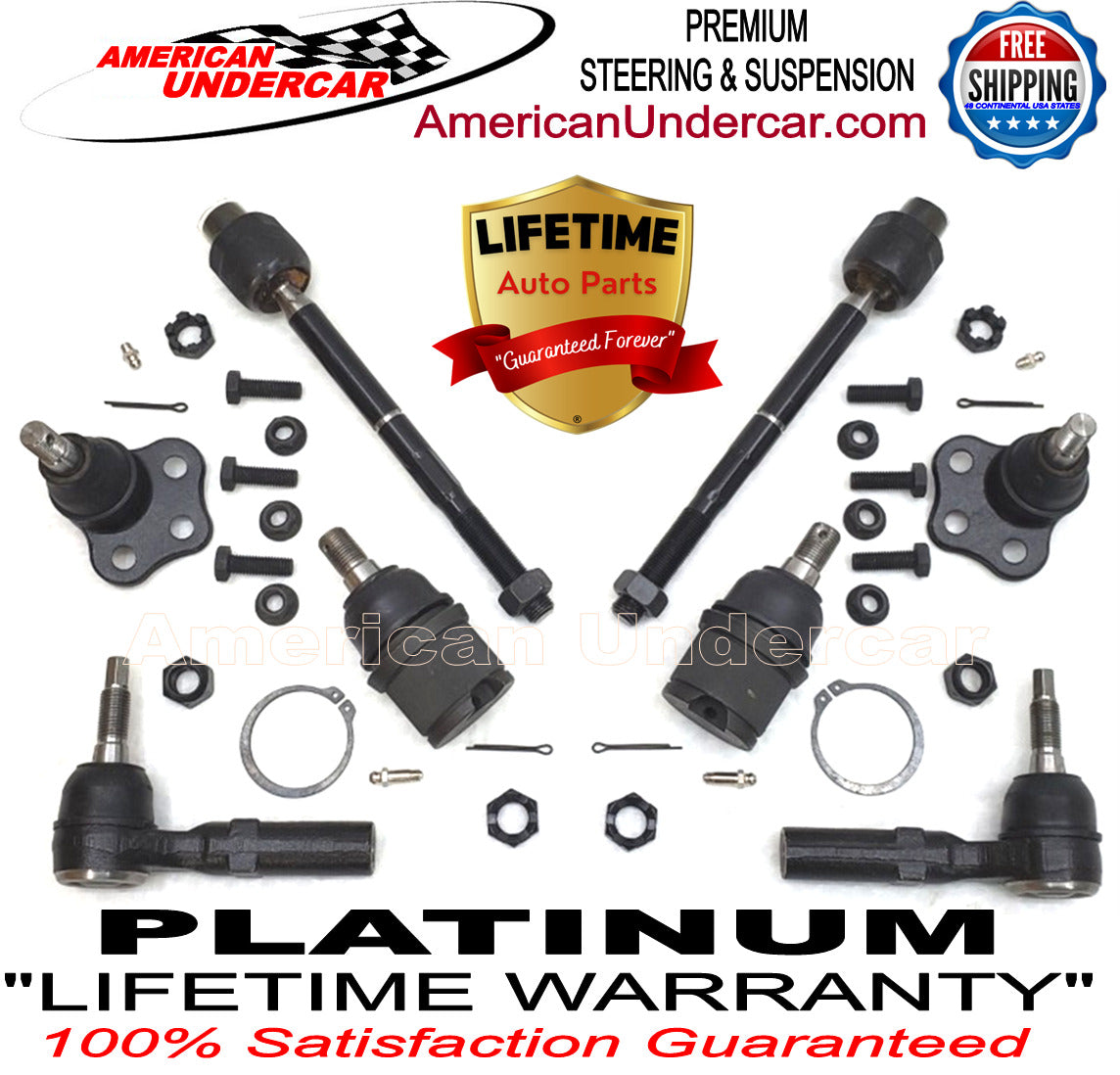 Lifetime Ball Joint and Tie Rod End Steering Kit for 2000-2004 Dodge Durango, Dakota 4x4