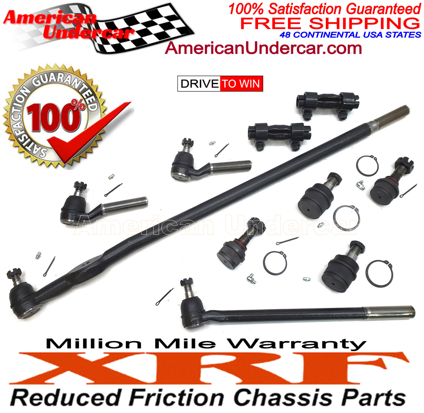 XRF Ball Joint Tie Rod Drag Link Steering Kit | 1985-1994 Ford F250 4x4 3850lb Axle