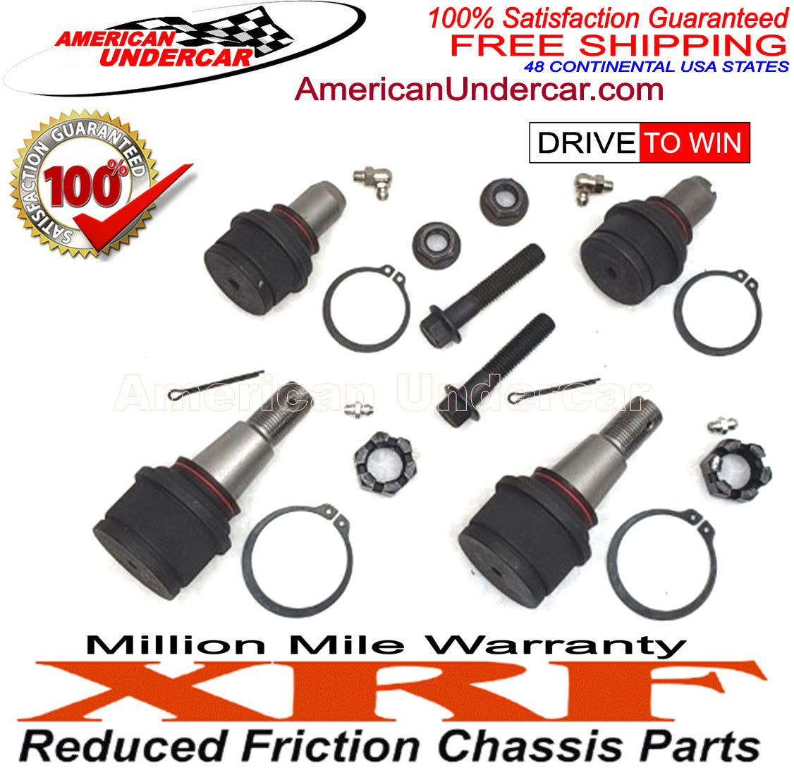 XRF Ball Joints Upper and Lower Suspension Kit for 2007-2014 Ford E150 2WD