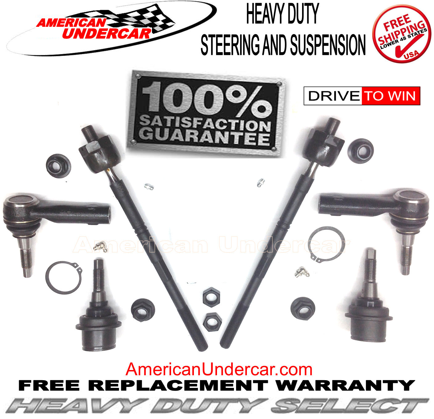HD Lower Ball Joints Tie Rod End Steering Kit | 2007-2017 Ford Expedition 2WD