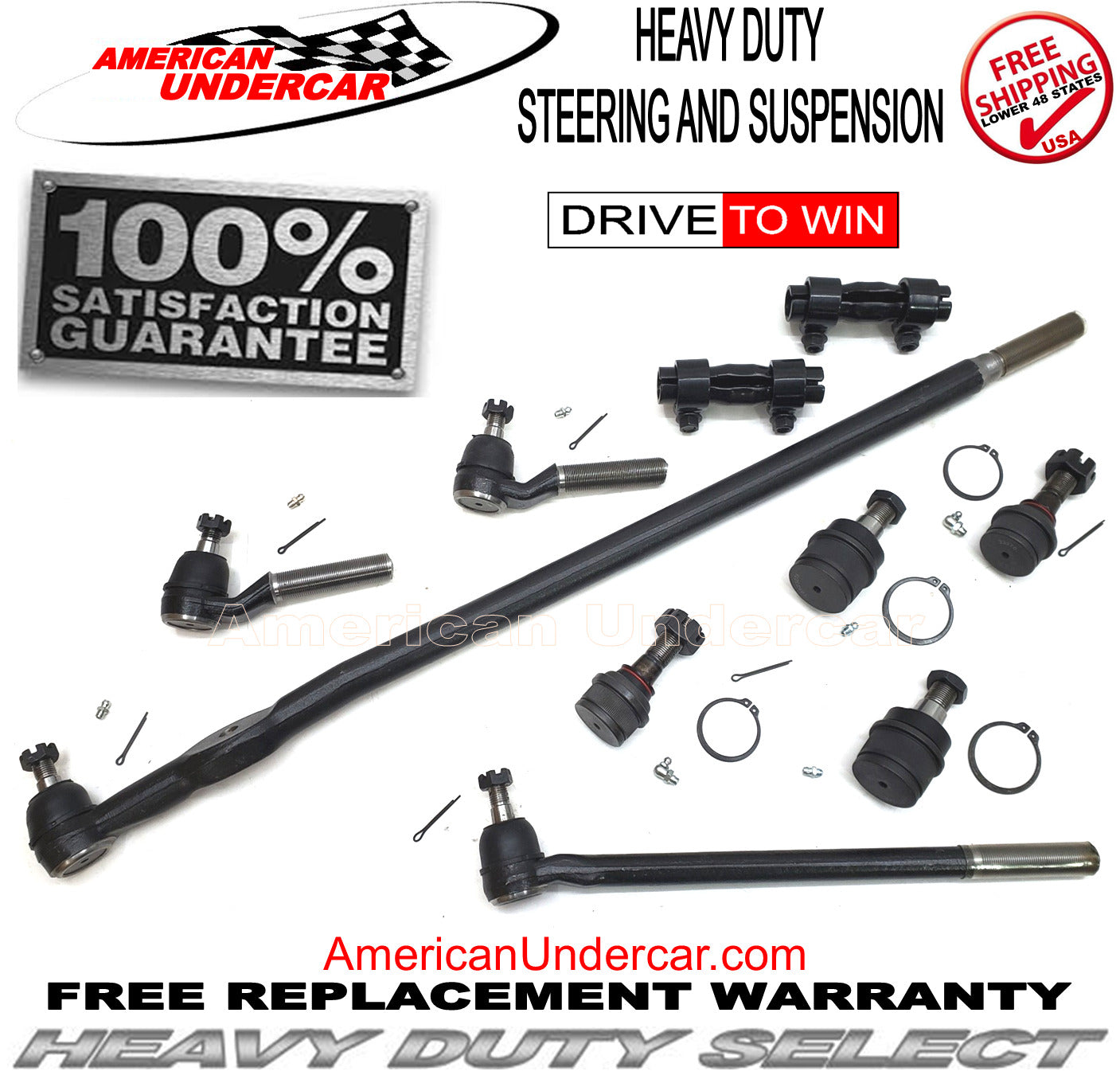 HD Ball Joint Tie Rod Drag Link Steering Kit | 1985-1994 Ford F250 4x4 3850 Axle
