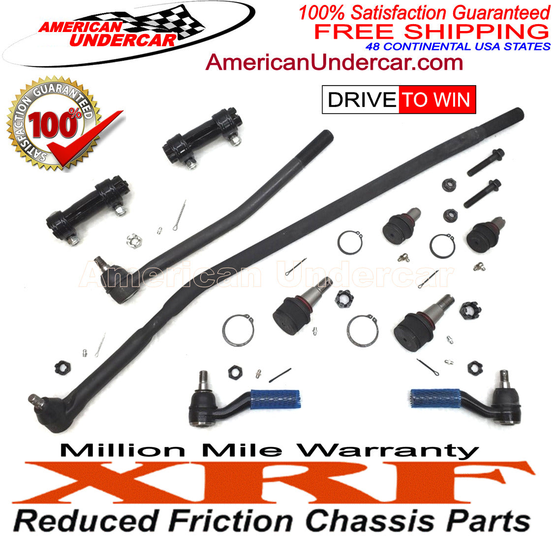 XRF Ball Joints Drag Link Tie Rod Steering Suspension Kit | 2008-2019 Ford E450 Super Duty DRW