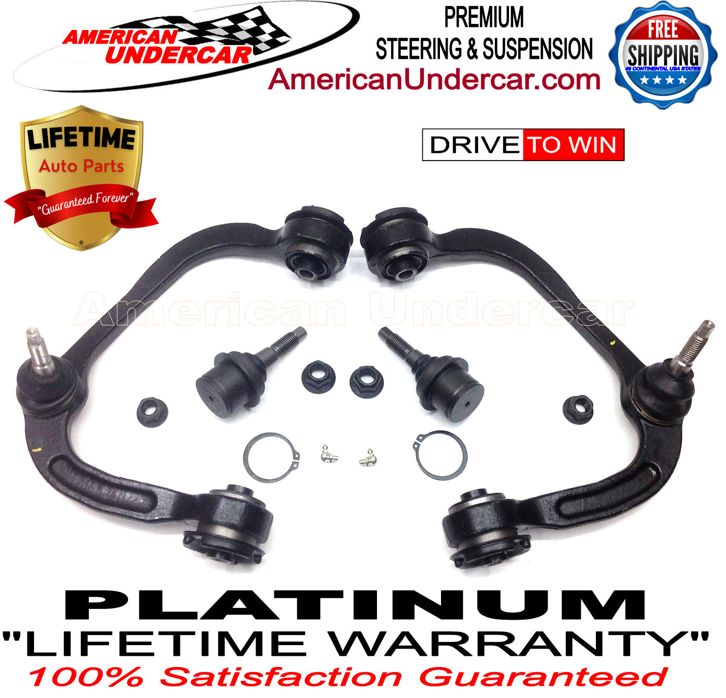 Lifetime Ball Joints Upper Control Arms Steering Kit for 2015-2020 Ford F150 2WD & 4x4