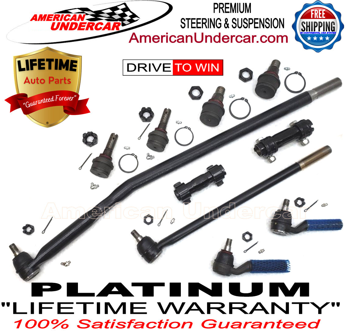 Lifetime Ball Joint Tie Rod Drag Link Steering Kit for 1995-1996 Ford F250 4x4