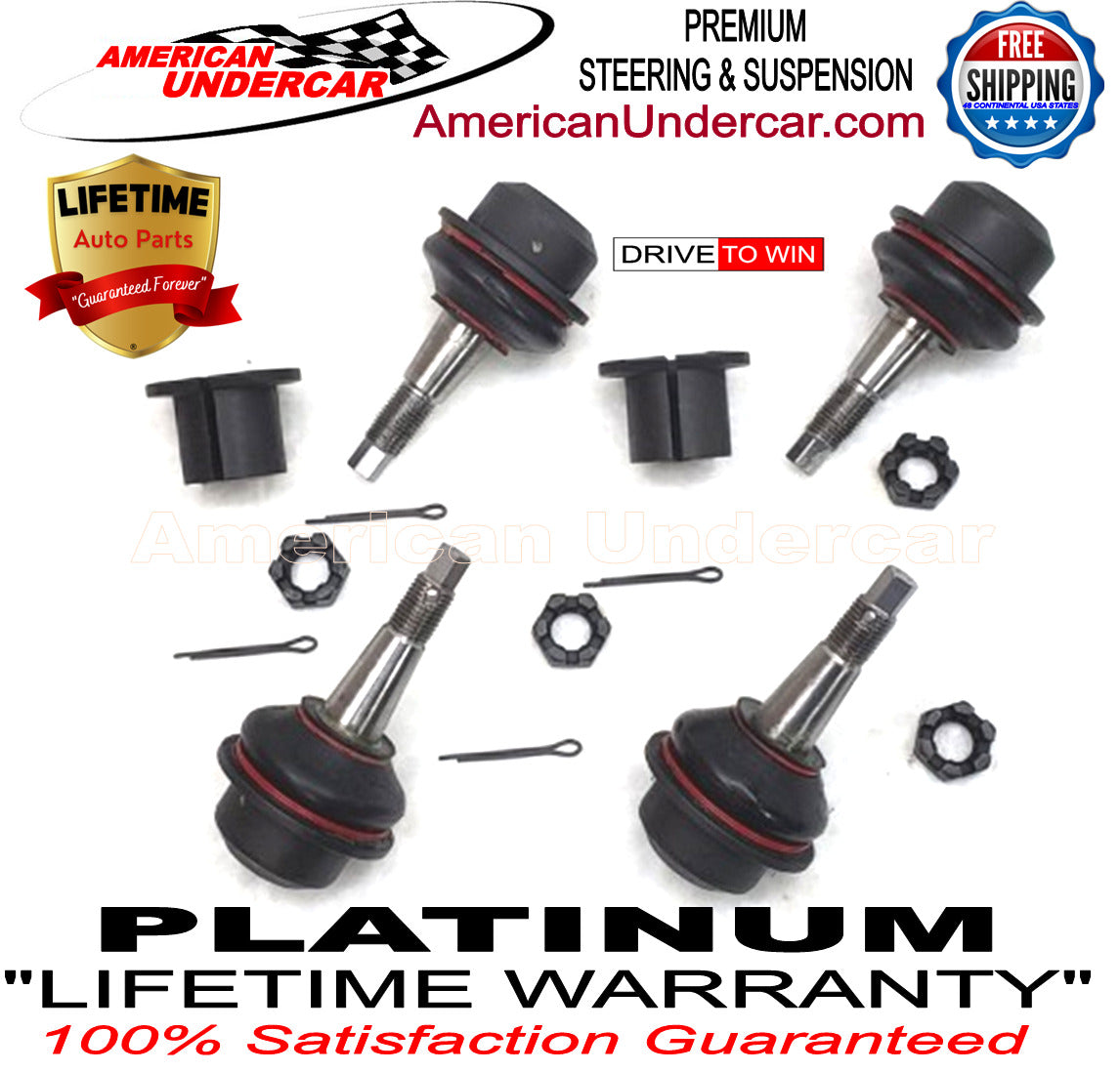 Lifetime Ball Joints, Upper Lower & Collar for 2018-2021 Jeep Wrangler JL, Gladiator JT