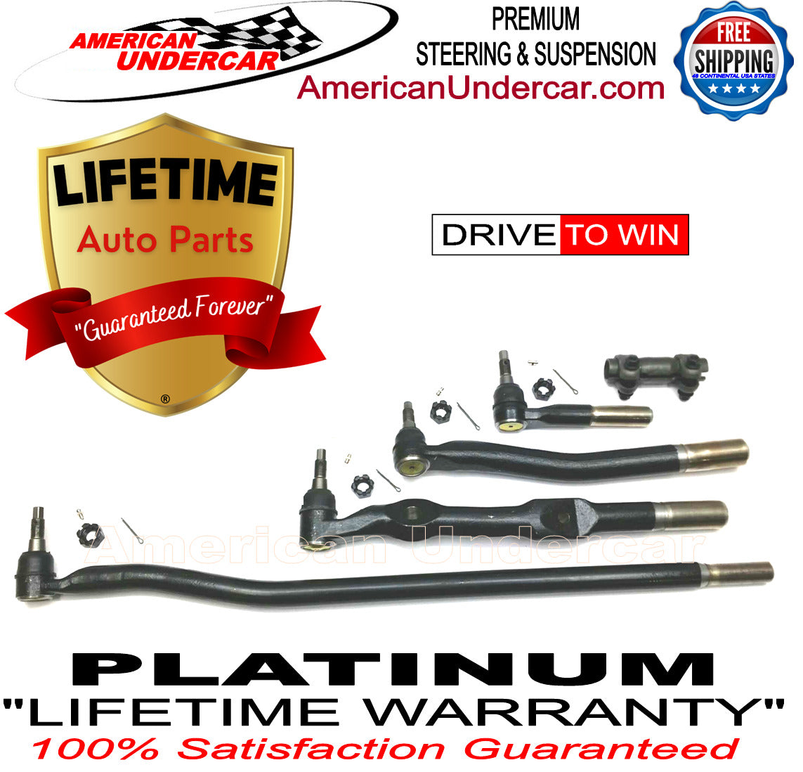 Lifetime Tie Rod Drag Link Sleeve Steering Kit for 2008-2012 Dodge Ram 4500, 5500 2WD