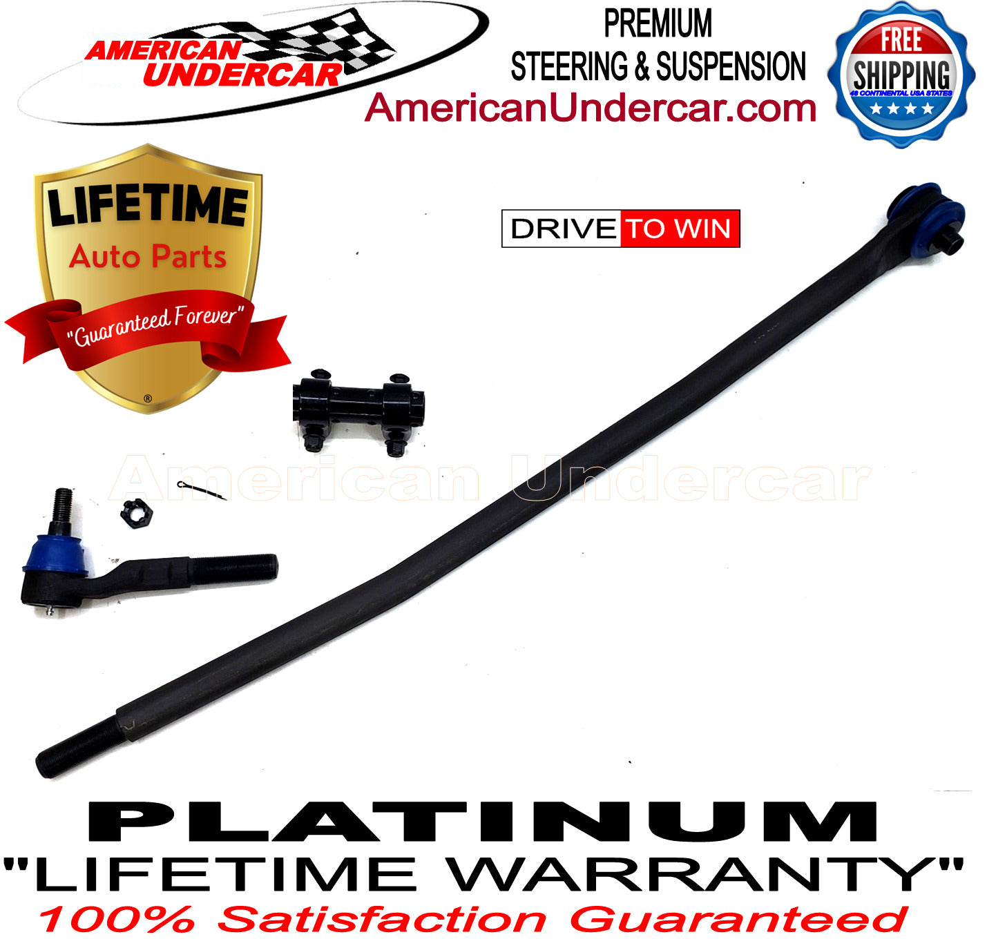 Lifetime Tie Rod Drag Link Sleeve Steering Kit for 2013-2020 Dodge Ram 5500 2WD