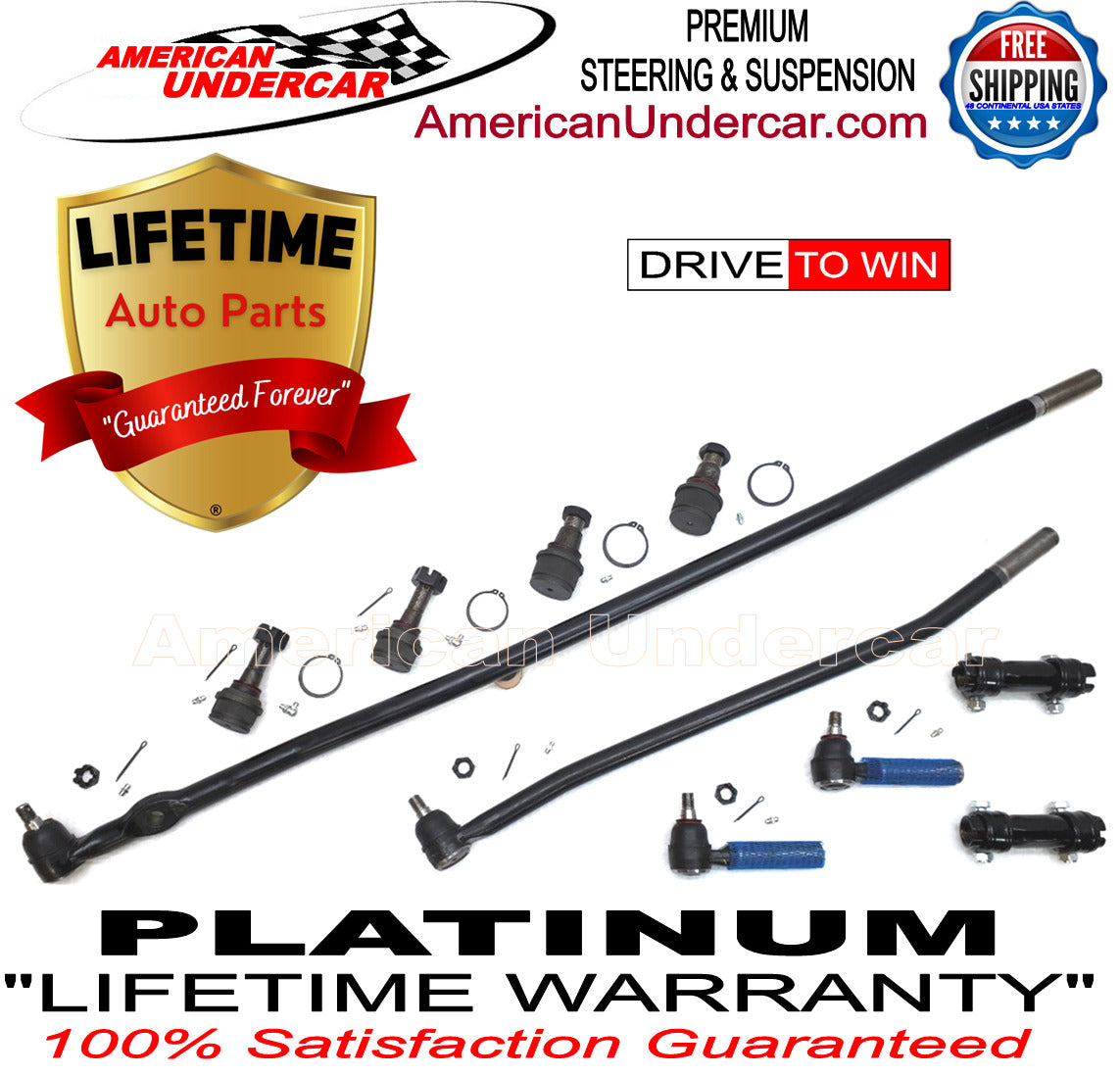 Lifetime Ball Joint Tie Rod Drag Link Sleeve Steering Kit for 1992-1997 Ford F350 4x4