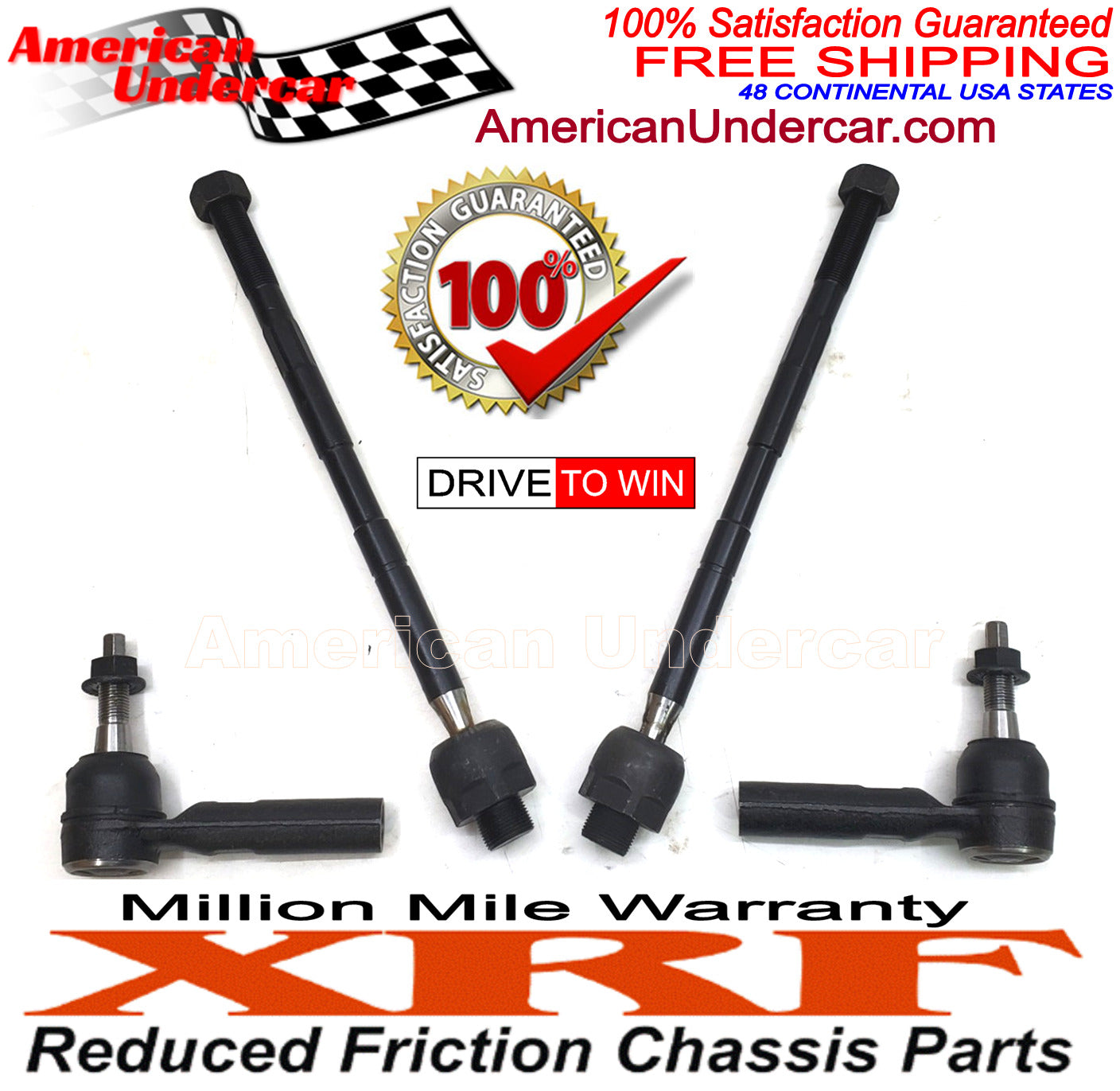 XRF Steering Kit Inner & Outer Tie Rod Ends for 2002-2005 Dodge Ram 1500 4x4