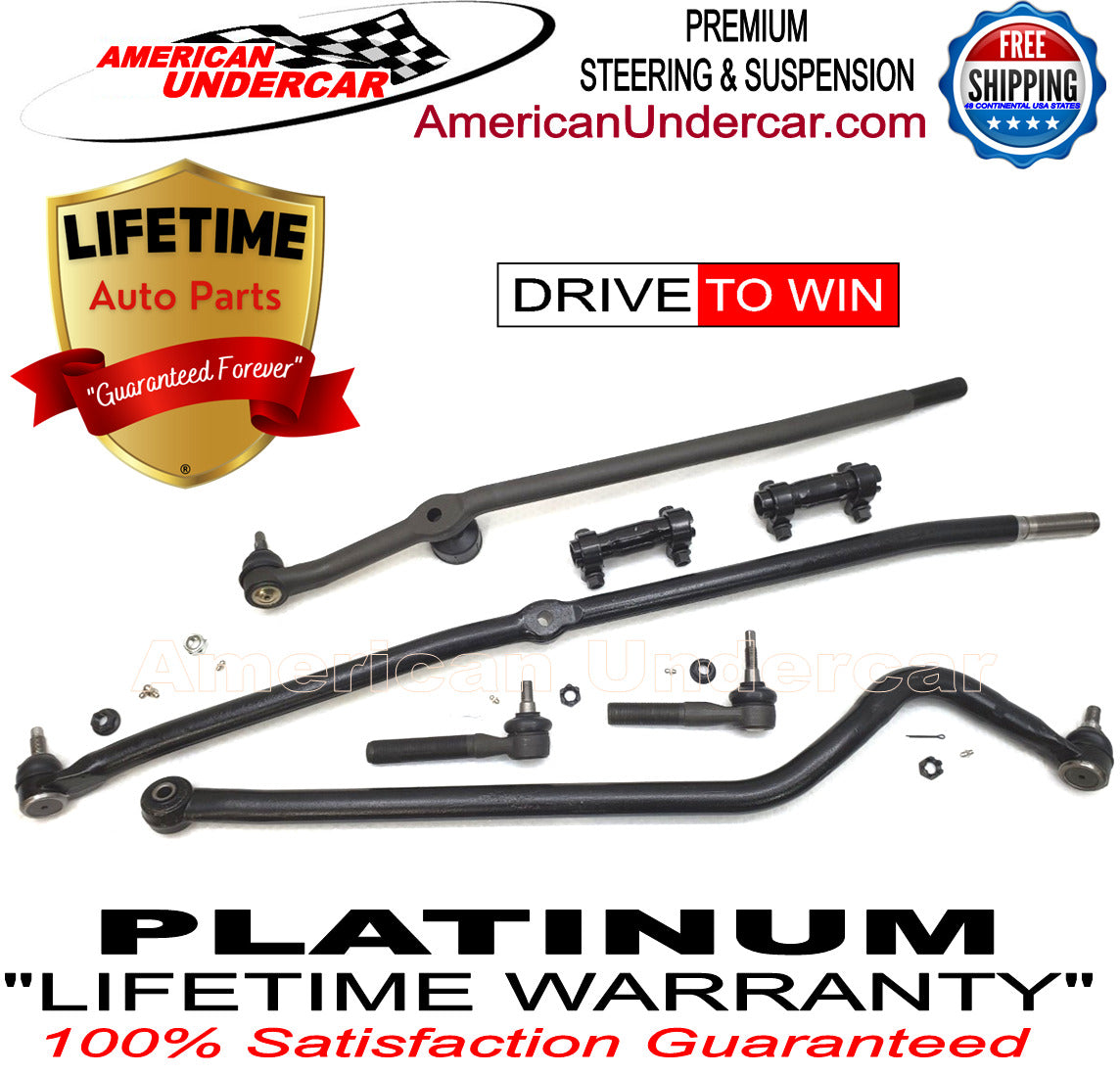 Lifetime Dodge Ram 2500 3500 4x4 00-02 Drag Link Tie Rod Track Bar Sleeve Kit