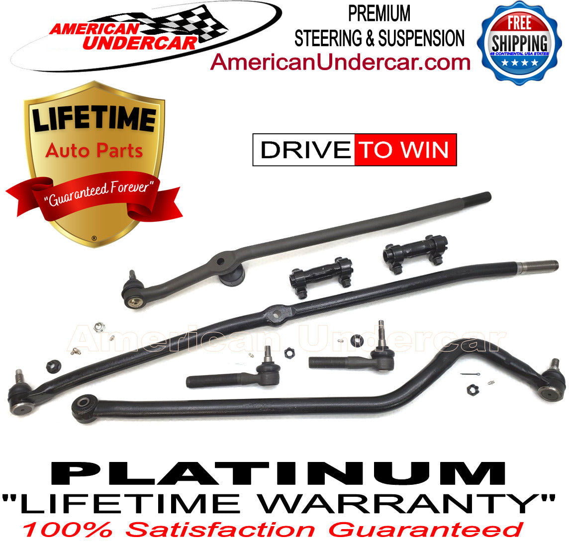 Lifetime Drag Link Tie Rod Track Bar Sleeve Kit for 2000-2002 Dodge Ram 2500, 3500 4x4