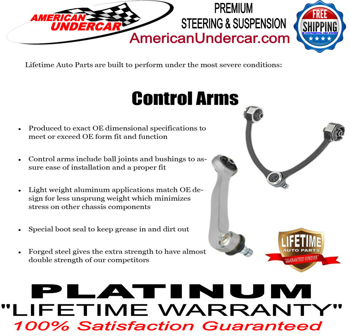 Lifetime Control Arm Rear Suspension Kit for 2007-2010 Saturn Outlook 2WD, AWD