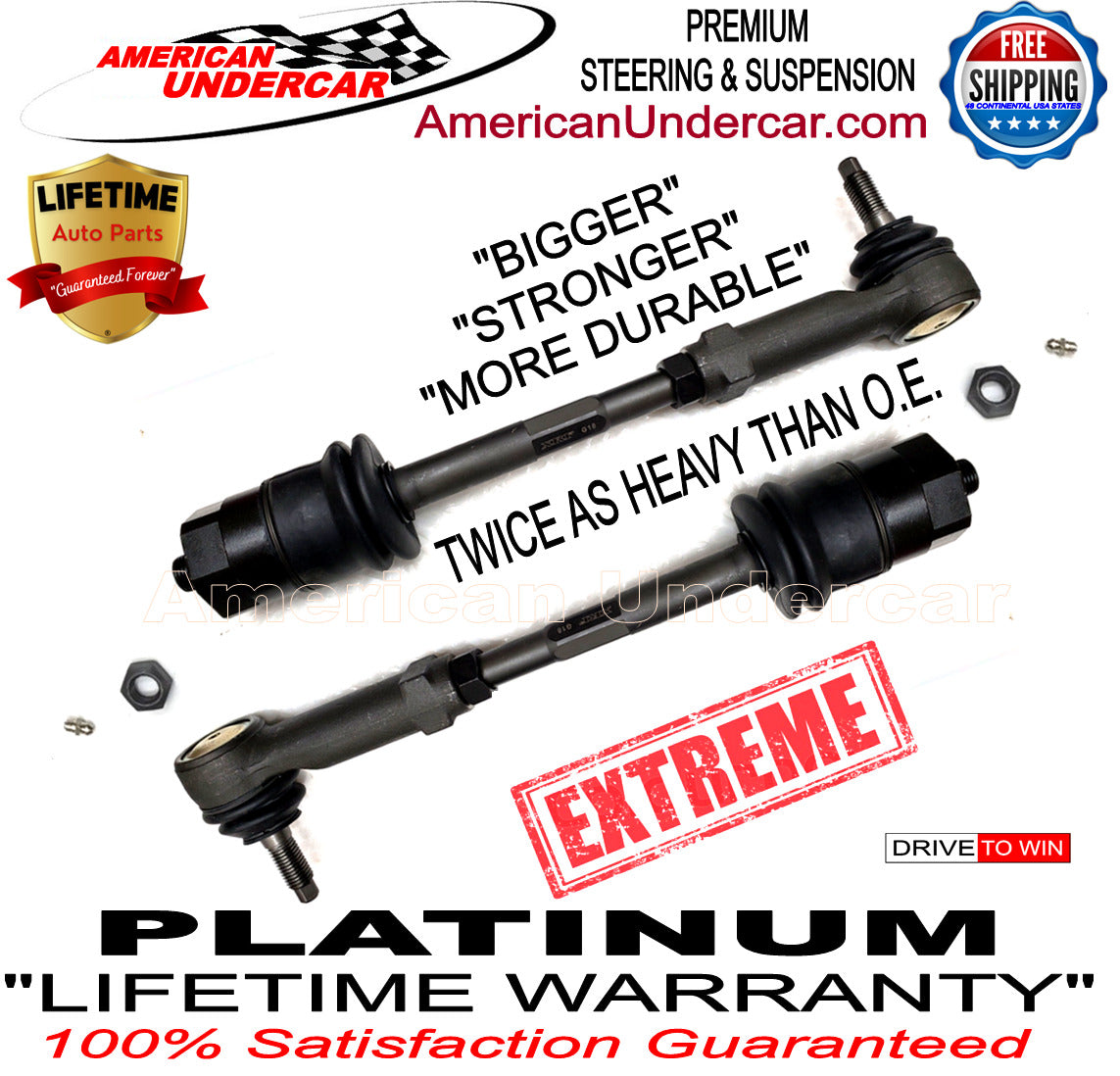 Lifetime EXTREME DUTY Tie Rod End Combo Kit for 2001-2010 Chevrolet, GMC, 1500HD, 2500HD, 3500HD 2WD, 4x4