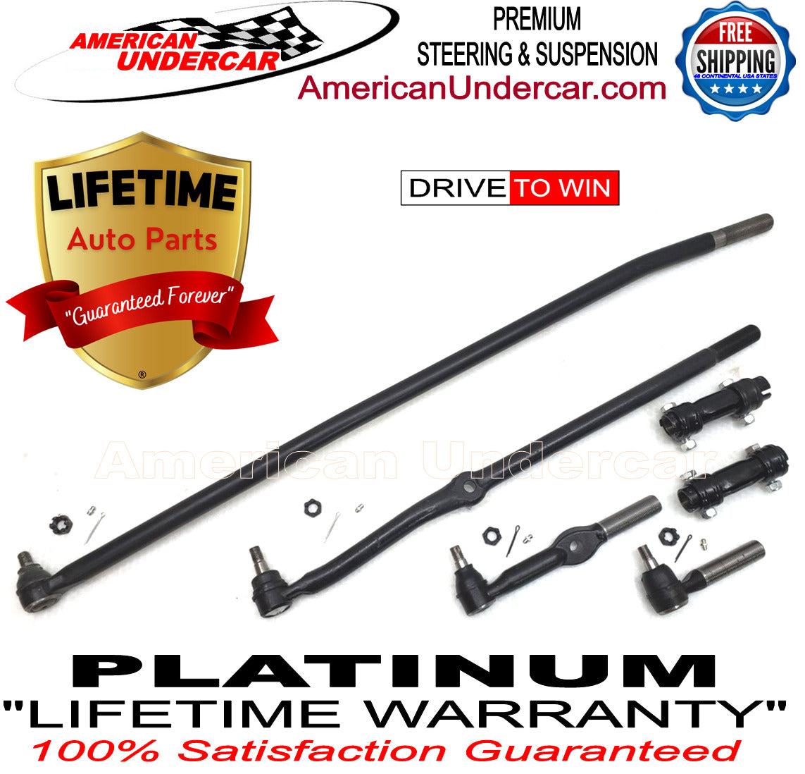 Lifetime Tie Rod Drag Link Sleeve Steering Kit for 1994-1997 Dodge Ram 2500 4x4