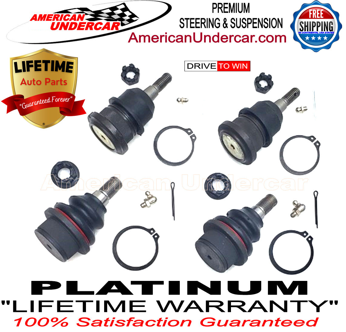 Lifetime Ball Joint Upper & Lower Kit for 1999-2007 Chevrolet, GMC, Cadillac 2WD, 4x4