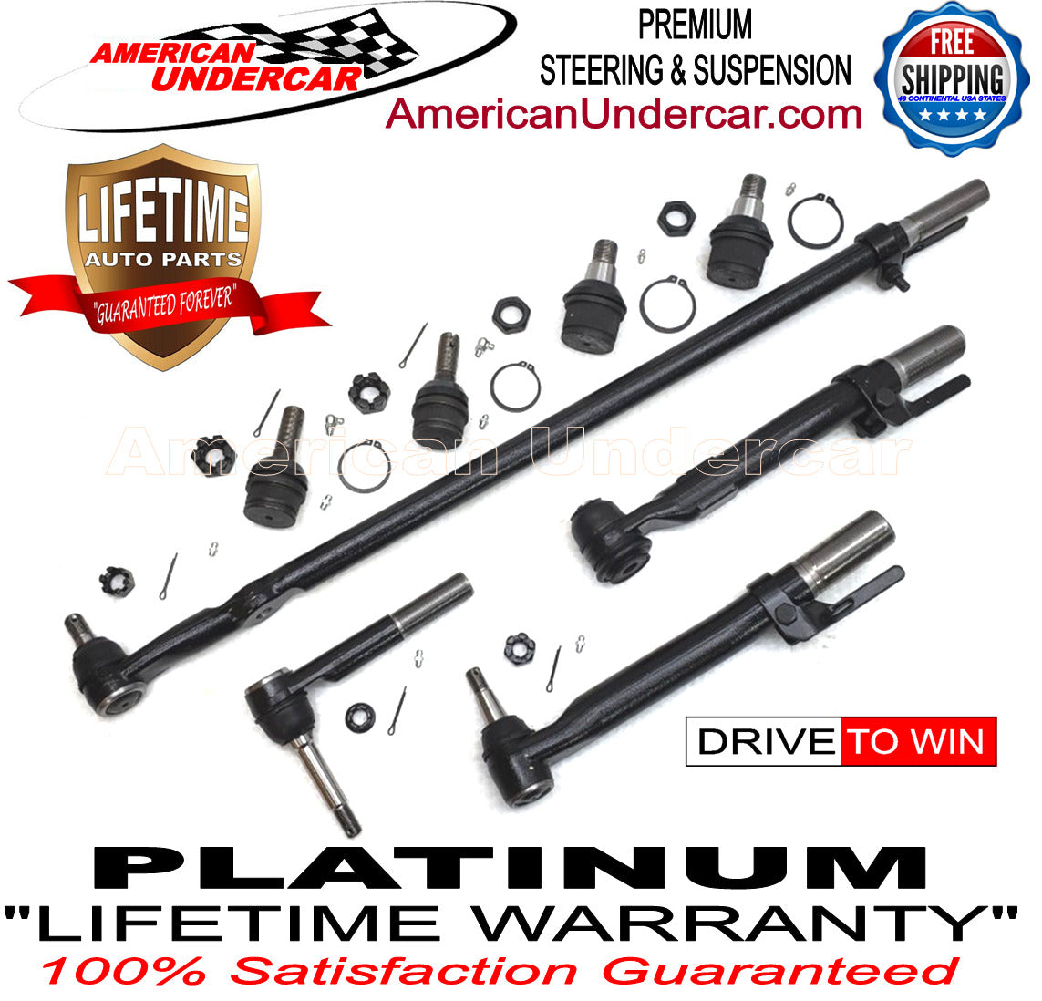 Lifetime Drag Link Ball Joint Tie Rod Kit for 2005-2010 Ford F450, F550 Super Duty 2WD