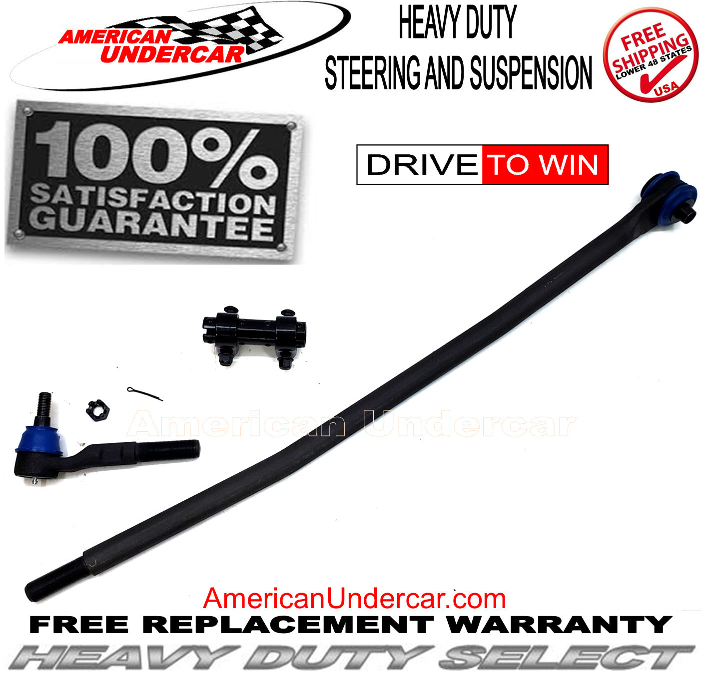 HD Tie Rod Drag Link Sleeve Steering Kit for 2013-2020 Dodge Ram 5500 4x4