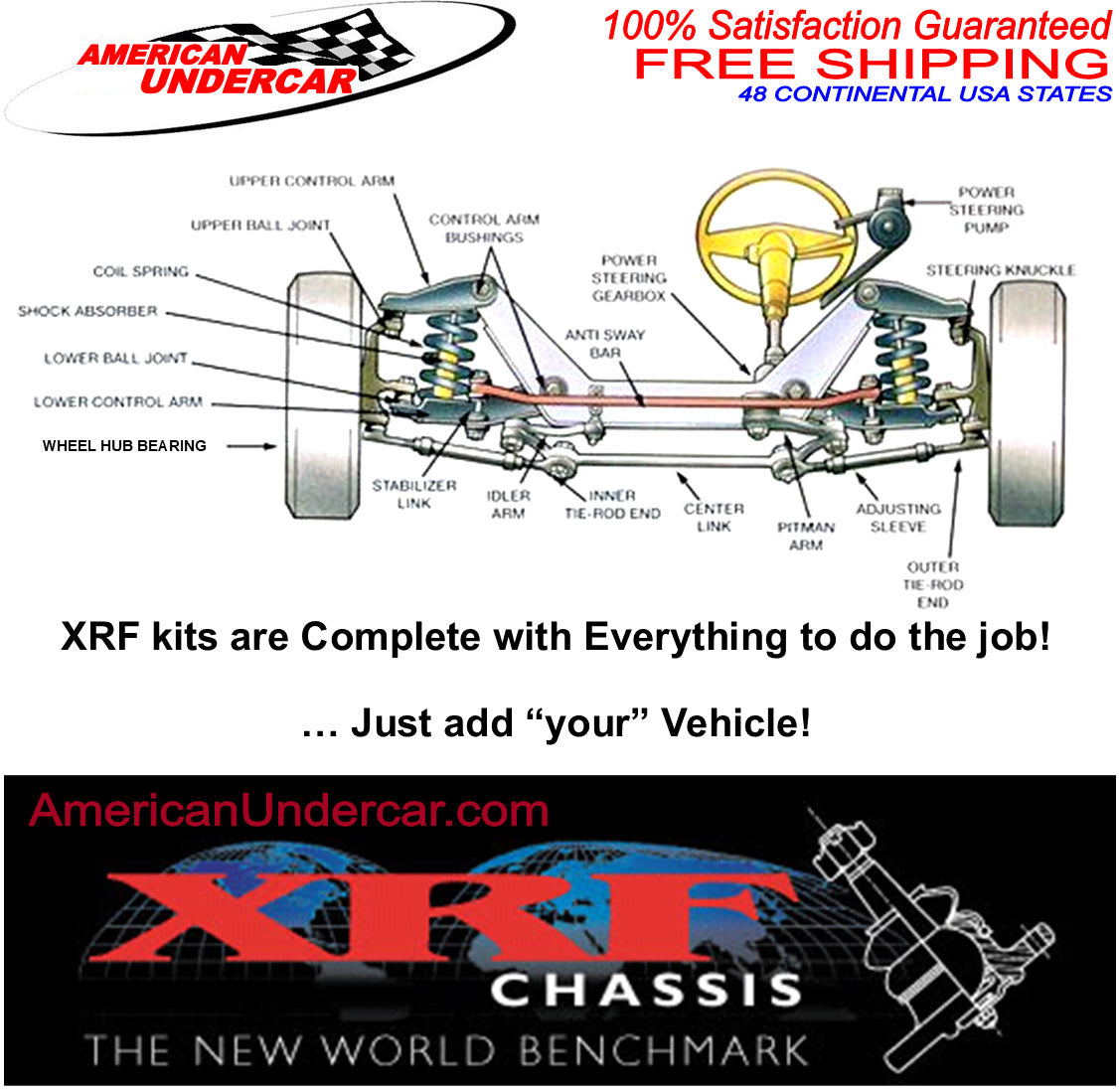 XRF Ball Joint Suspension Kit Upper & Lower for 1999-2004 Ford F450, F550 Super Duty with Mono Beam Axle
