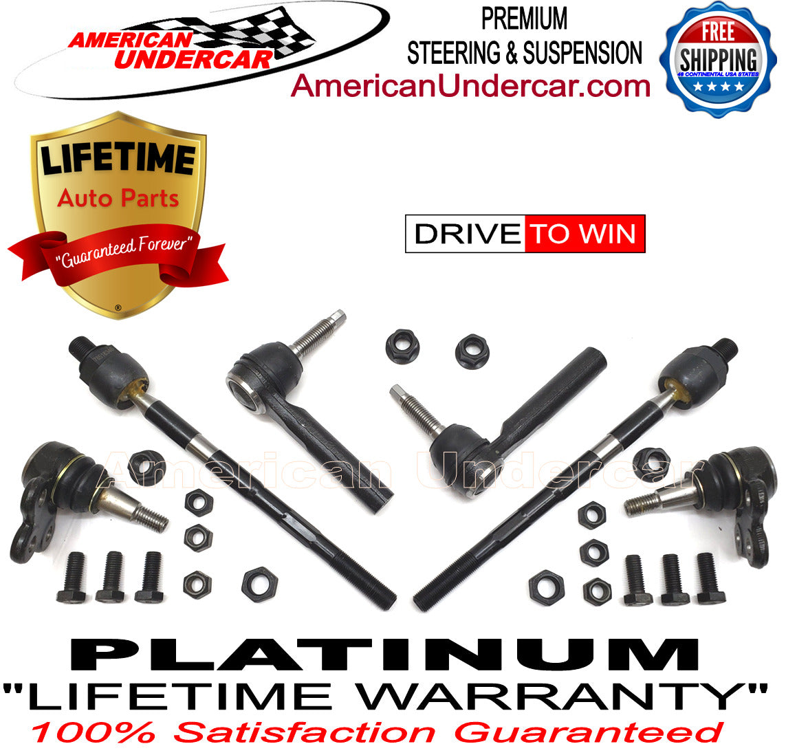 Lifetime Ball Joint Tie Rod Steering Kit for 2008-2017 Buick Enclave 2WD, AWD
