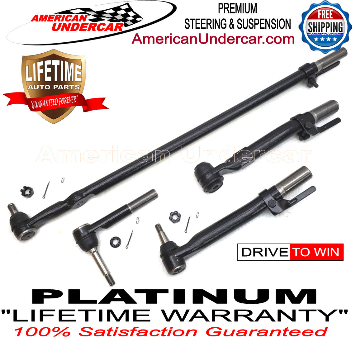 Lifetime Drag Link Tie Rod Steering Kit for 2005-2010 Ford F450, F550 Super Duty 2WD